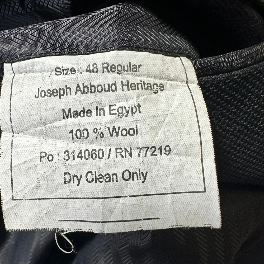 Joseph Abboud Heritage Mens 48 Reg Black Wool Blazer Sport Coat Crest Buttons